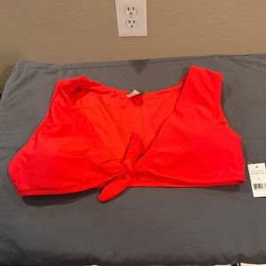Women's Red Tie-Front Swim Top
